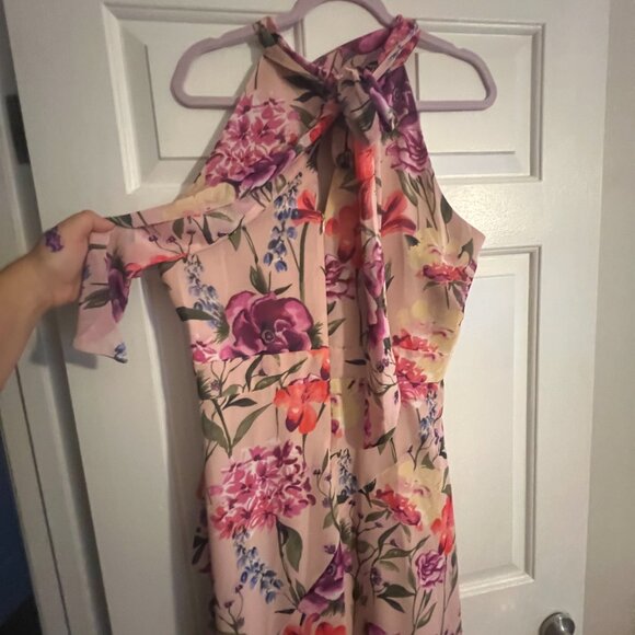 Eliza J Womens Dress Floral Halter Maxi Ruffle Size 16 - Picture 8 of 9